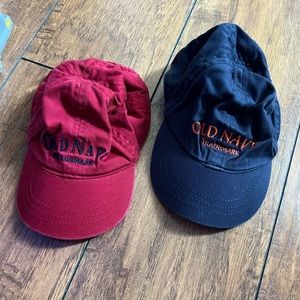 Old Navy baby hats. Navy 0-6 months. Burgundy doesn’t have size tag.